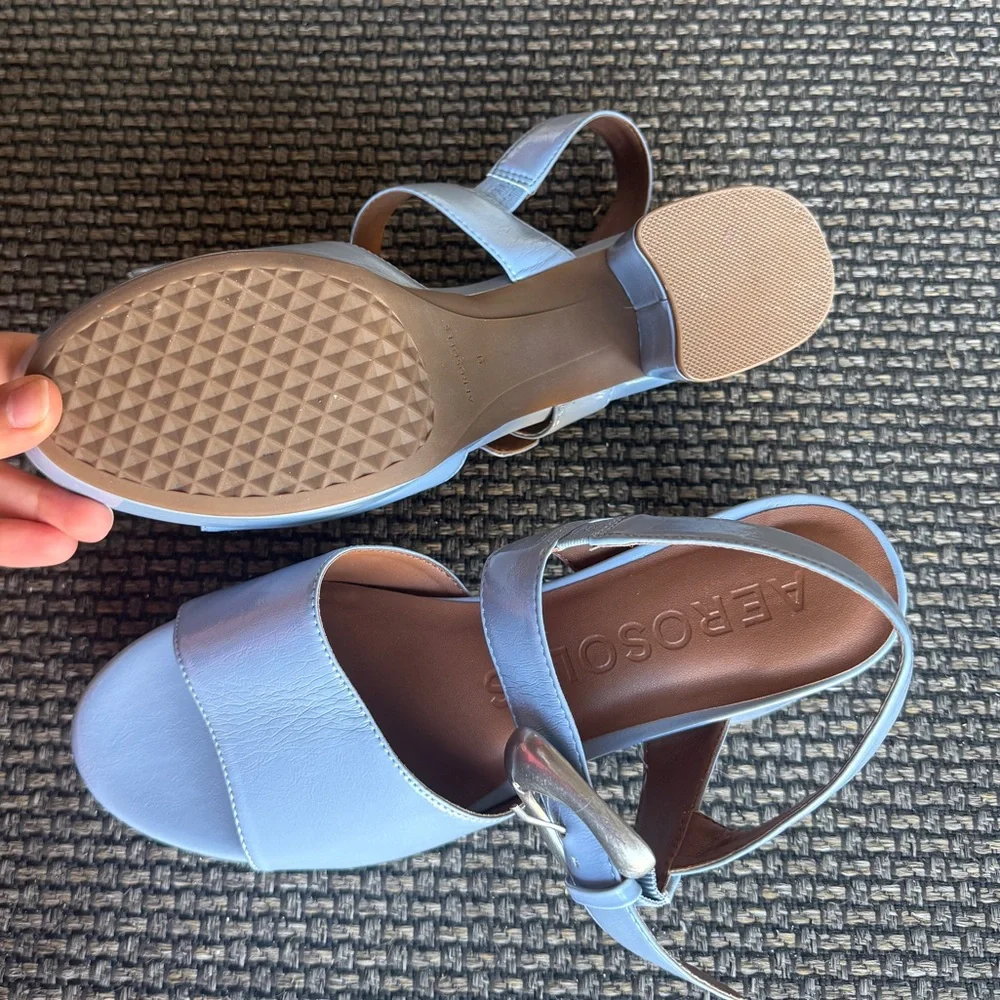 AEROSOLES Light Blue Heeled Sandals - Picture 5 of 5